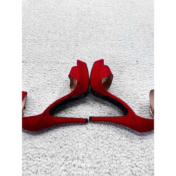 Dream Pairs Red Open Toe Platform Stiletto High Heels Ankle Straps Size 7.5 - Picture 8 of 11